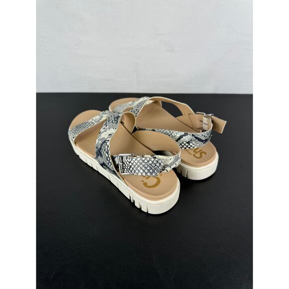 Sam Edelman Circus Strappy Snakeskin Sandals Tan Silver Ladies Size 7.5 - Picture 3 of 10
